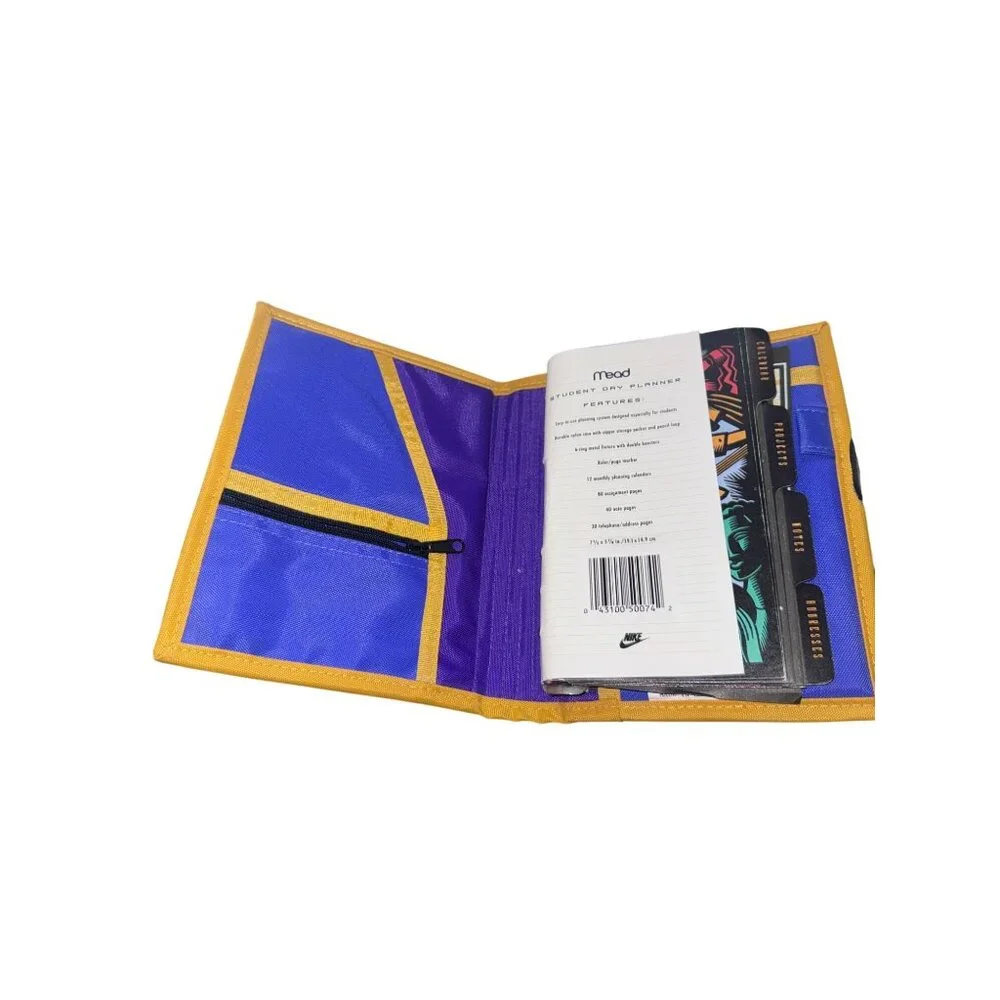 Vintage Nike & Mead Organizer Planner Blue/Yellow 1995 With Pages & Address Inse